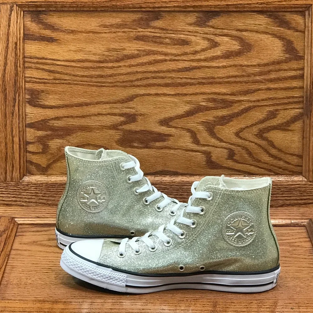 Converse Chuck Taylor All Star High Top Gold Glitter 565366C Size Women 7
